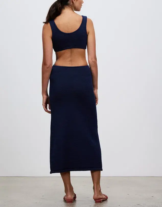 Cult Gaia Bank Cut Out Knit Maxi Dress in Ink Blue Size S / AU 8 for rent on The Volte - main image