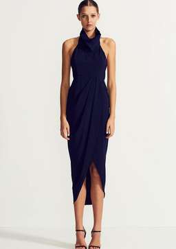 Shona Joy funnel neck backless maxi Navy for rent on The Volte - image 2