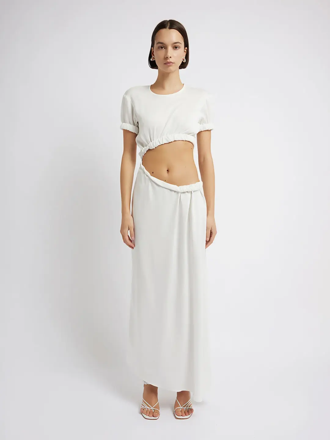 Christopher Esber White Rolled Sleeve Tee Dress White Size 4 for rent on The Volte - main image