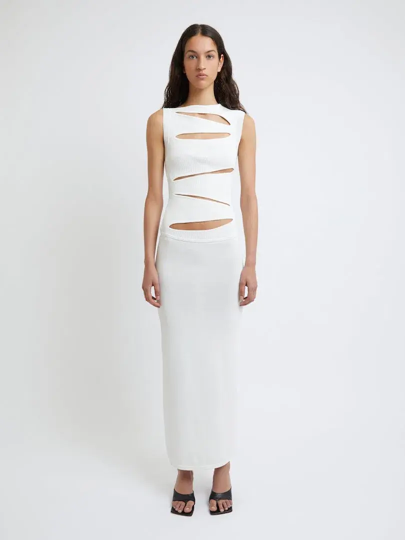 Christopher Esber Slashed Knit Dress Ivory Size XXS / AU 4 for rent on The Volte - main image