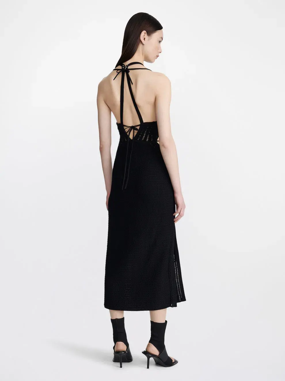 Dion Lee Crochet Tie Butterfly Dress Black Size 10 for rent on The Volte - main image