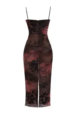 House of CB Nalini Printed Floral and Leopard Print Midi Dress Print Size S/Au 8 for rent on The Volte - image 7