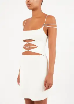 Mach & Mach Ivory Matilde Mini Dress Ivory for rent on The Volte - image 2