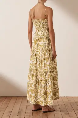 Shona Joy Saffron Shirred Tiered Midi Dress Print Size 14 for rent on The Volte - image 4