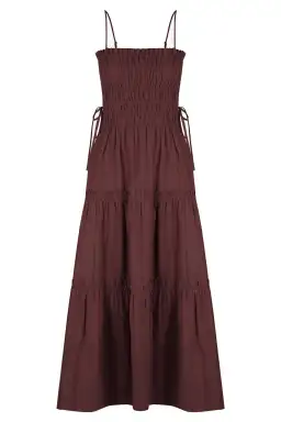 Shona Joy Kaia Shirred Tiered Midi Dress Chocolate Brown Size 14 for rent on The Volte - image 3