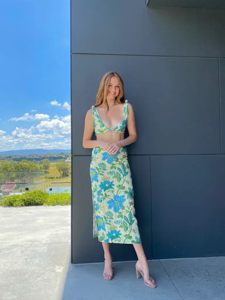 Sir the Label Alexandre Knot Bralette and Skirt Set Marguerite Print Size 1/Au 8 for rent on The Volte - main image