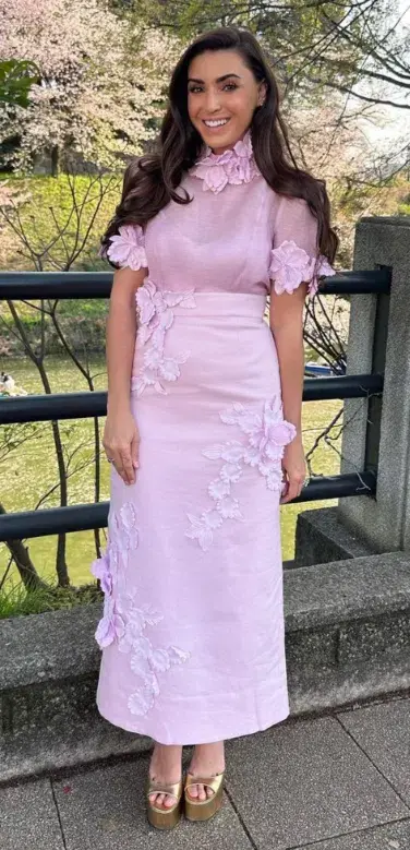 Zimmermann High Tide Flower Shirt and Skirt Set Lilac Size 0/AU 8 for rent on The Volte - main image