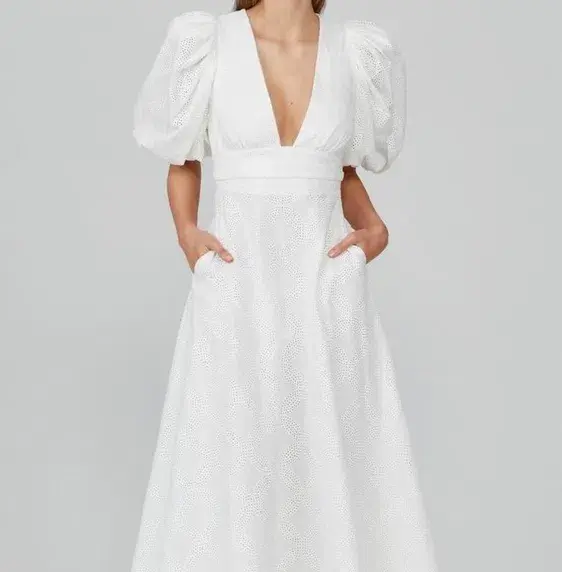 Acler Hamilton Midi Dress in Ivory Size 8 for rent on The Volte - main image