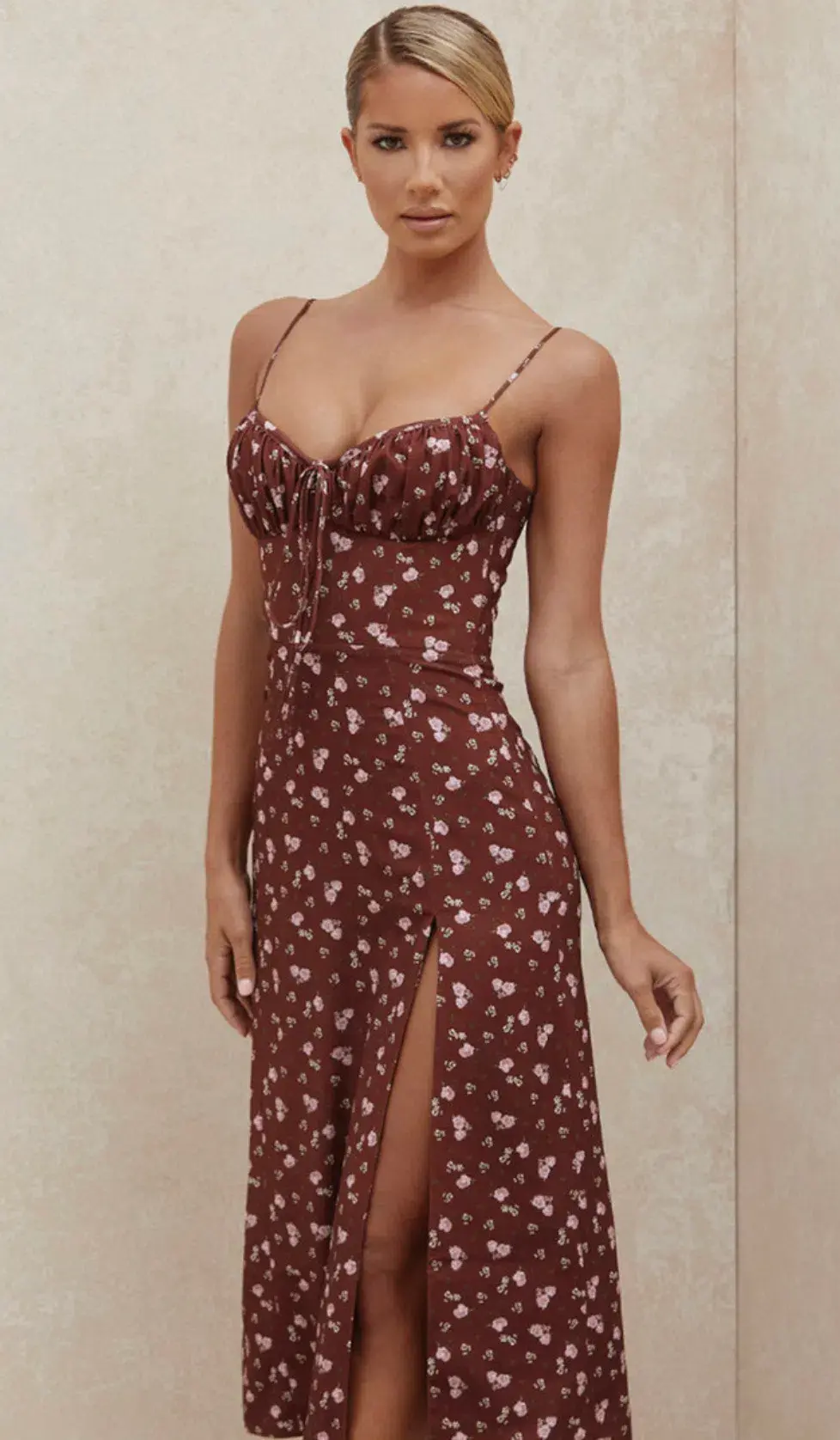 House of CB Carina Bustier Midi Dress Floral Size 6 for rent on The Volte - main image