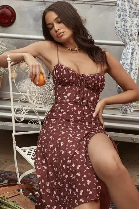 House of CB Carina Bustier Midi Dress Floral Size 6 for rent on The Volte - main image