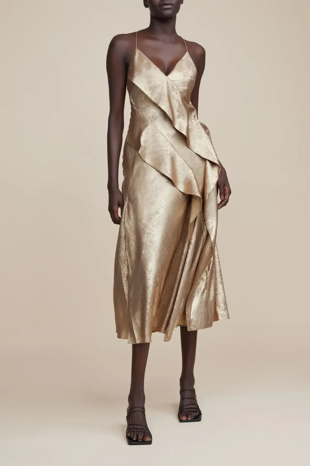 Acler Queensbridge Midi Dress Gold Size 14 for rent on The Volte - main image