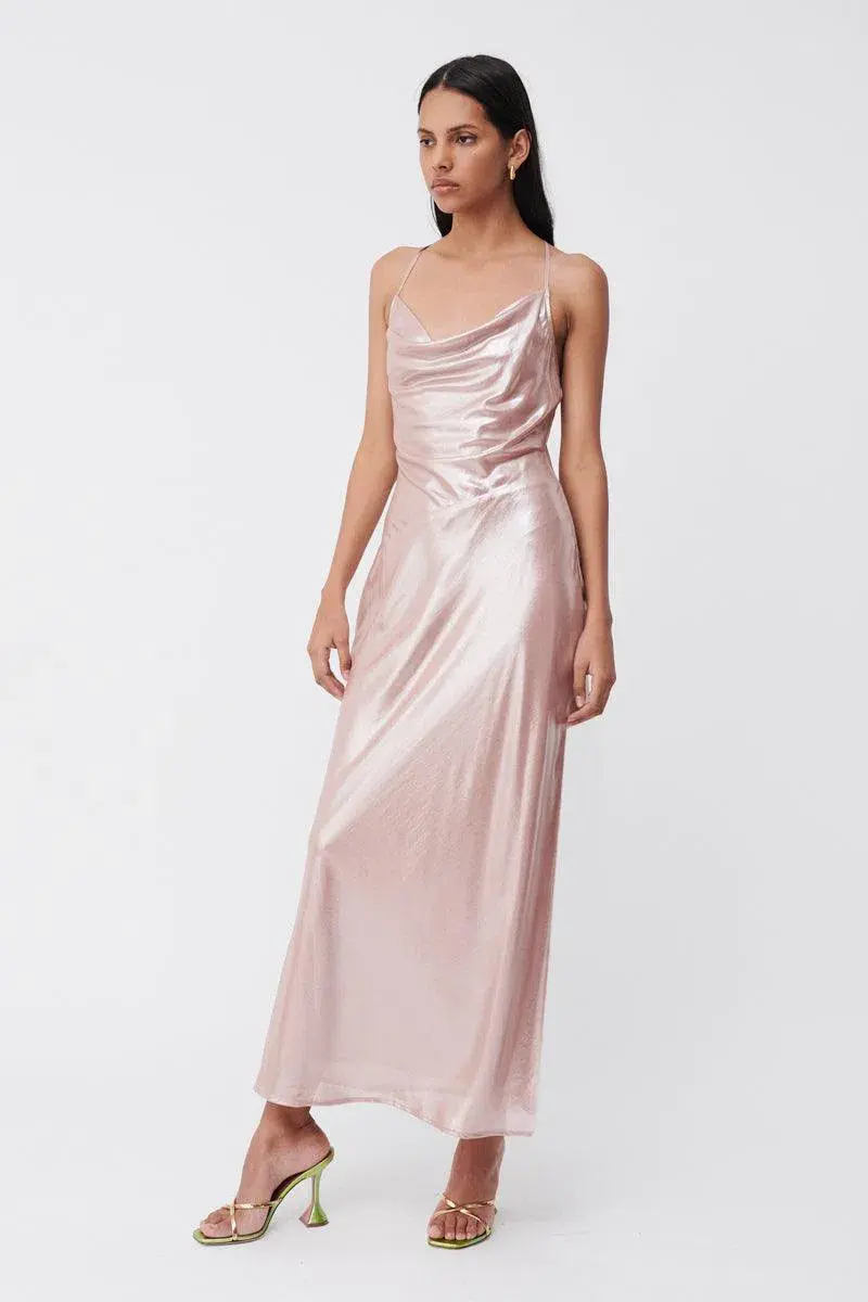 Suboo Draped Cowl Maxi Slip Dress Pink Rosa Size M / AU 10 for rent on The Volte - main image