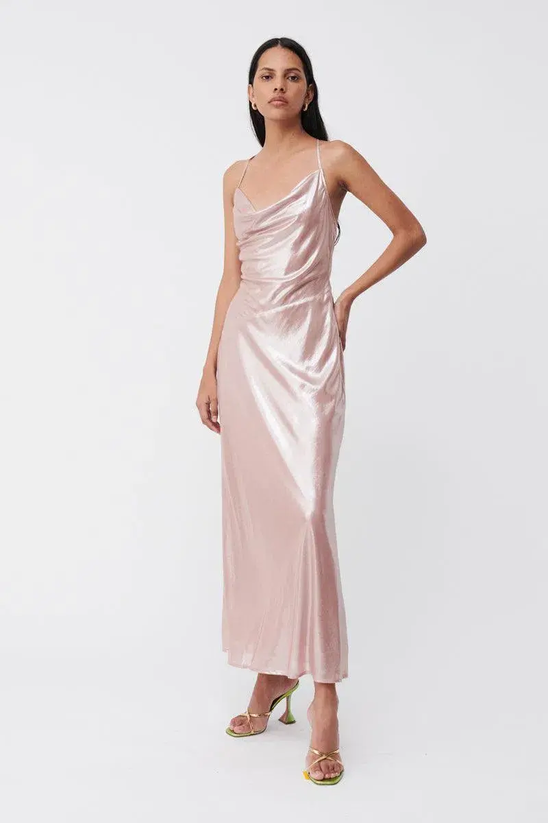 Suboo Draped Cowl Maxi Slip Dress Pink Rosa Size M / AU 10 for rent on The Volte - main image