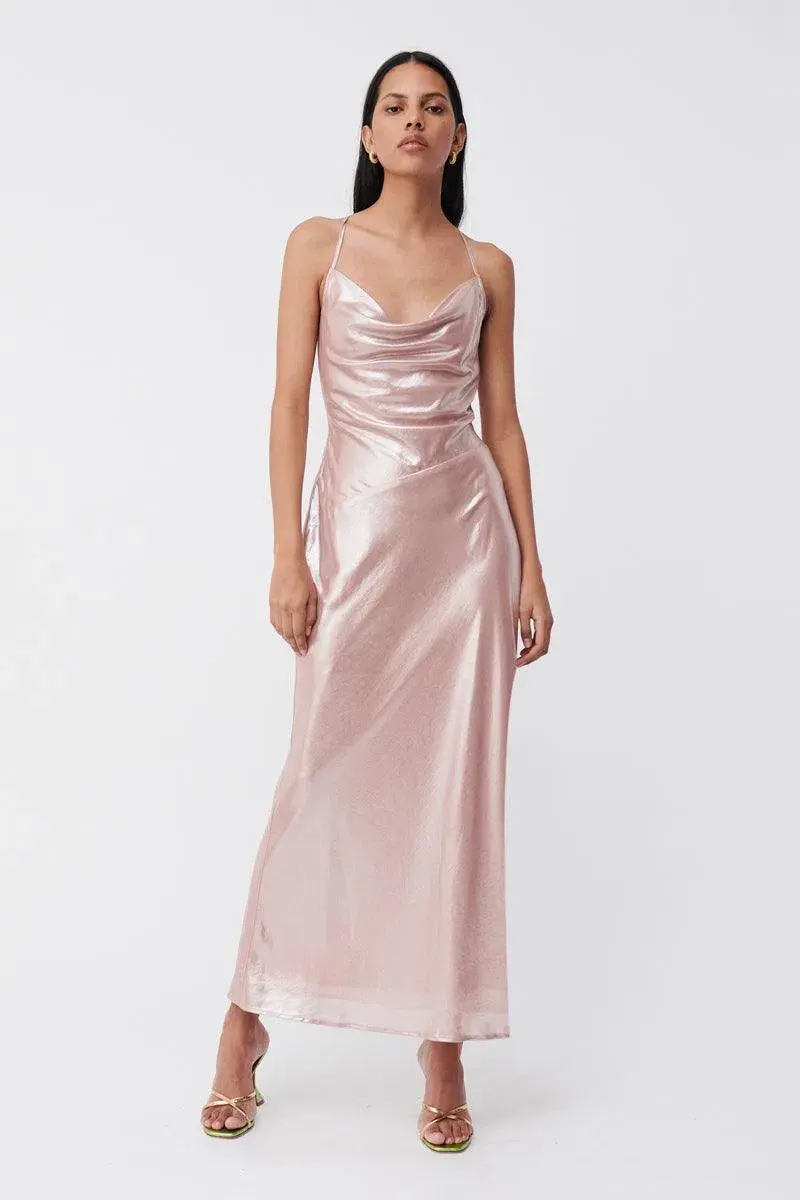 Suboo Draped Cowl Maxi Slip Dress Pink Rosa Size M / AU 10 for rent on The Volte - main image