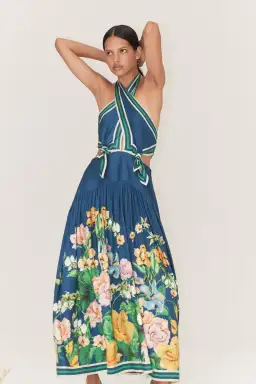 Alemais Lyla Halter Midi Dress in Royal Blue Cutout Size AU 12 for rent on The Volte - image 7