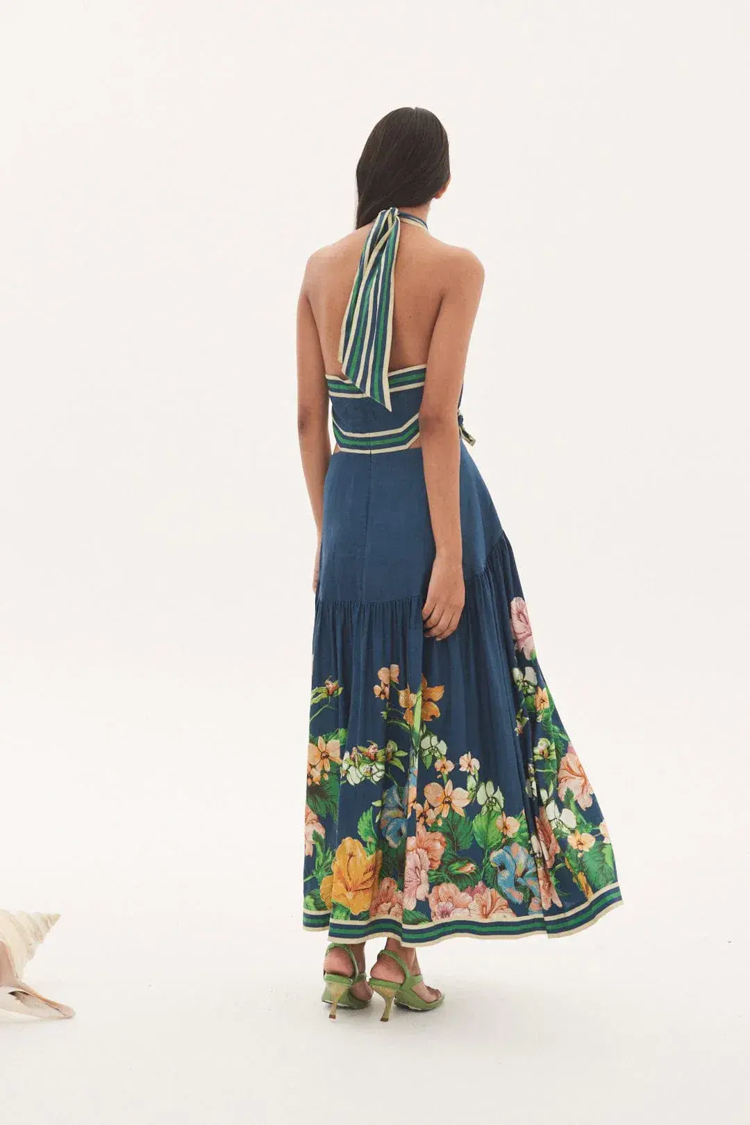 Alemais Lyla Halter Midi Dress in Royal Blue Cutout Size AU 12 for rent on The Volte - main image