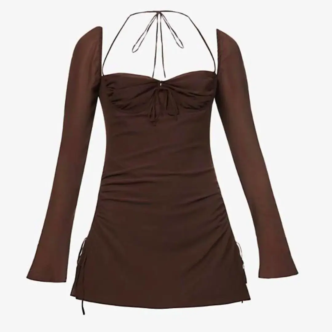 House of CB Babydoll mini Dress Brown XS / AU 6 for rent on The Volte - main image