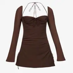 House of CB Babydoll mini Dress Brown XS / AU 6 for rent on The Volte - image 3