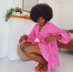 Never Fully Dressed Foil Spot Mini Wrap Dress Pink Size AU 8 for rent on The Volte - image 3