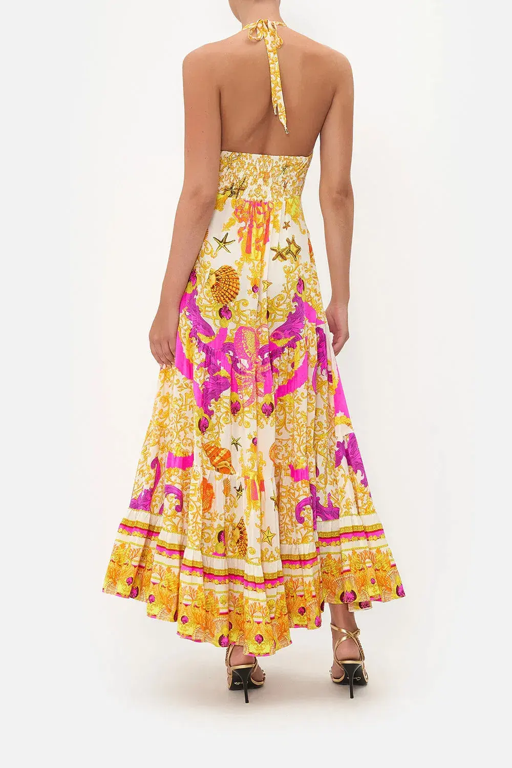 Camilla Tie Front Tiered Dress Multi-colored Size Small / AU 8 for rent on The Volte - main image