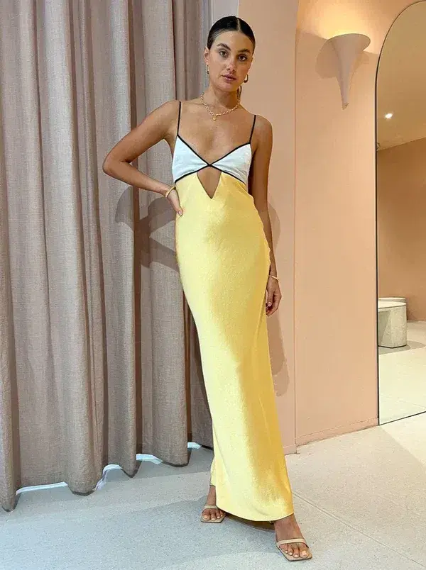 Bec & Bridge Nadia Bustier Maxi Dress Yellow Size AU 6 for rent on The Volte - main image