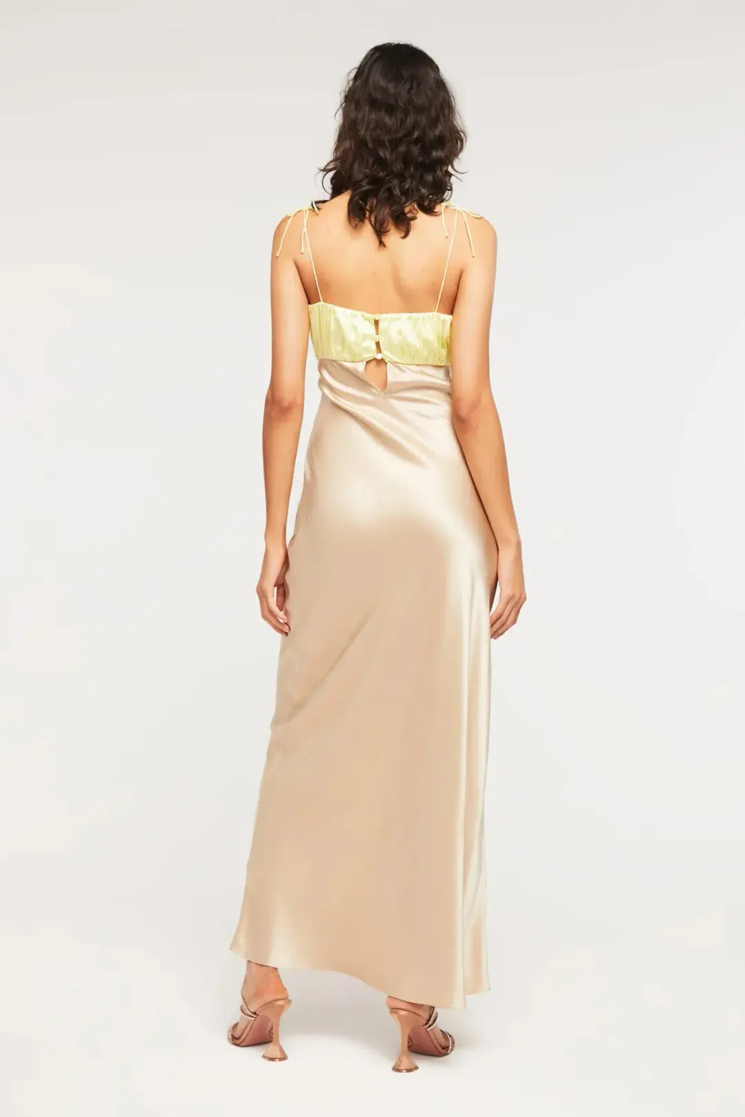 Ginia Sophia Maxi Dress Lime/Mink Size AU 6 for rent on The Volte - main image