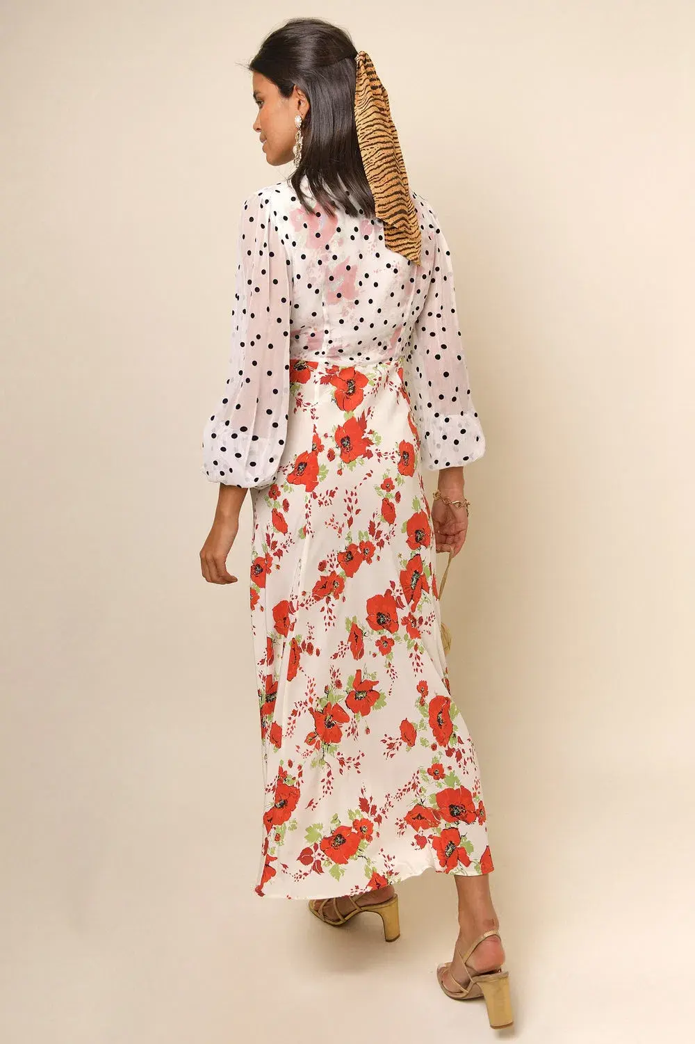 Rixo Melanie Dress Red Poppy Mix Print Size M/AU 12 for rent on The Volte - main image