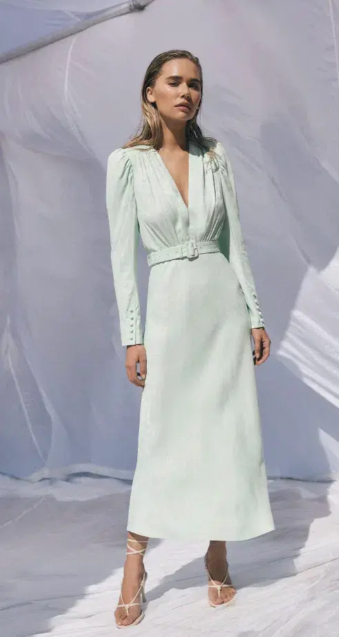 Scanlan Theodore French Jacquard Midi Dress Mint Size 10 - Image 1