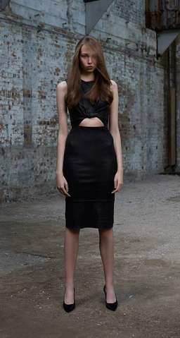 Scanlan Theodore Stretch Leather Twist Front Dress