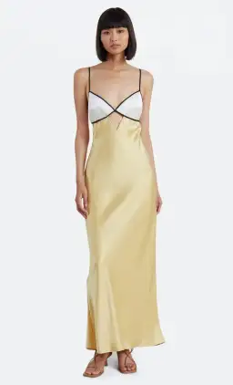 Bec & Bridge Nadia Bustier Maxi Dress in Multi Yellow Size 8