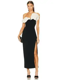 Rachel Gilbert Lavina Midi Dress In Black/White Size 8 for rent on The Volte - image 1