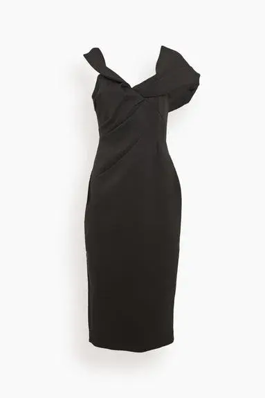 Rachel Gilbert Matteo Midi Dress Black Size 6 for rent on The Volte - main image