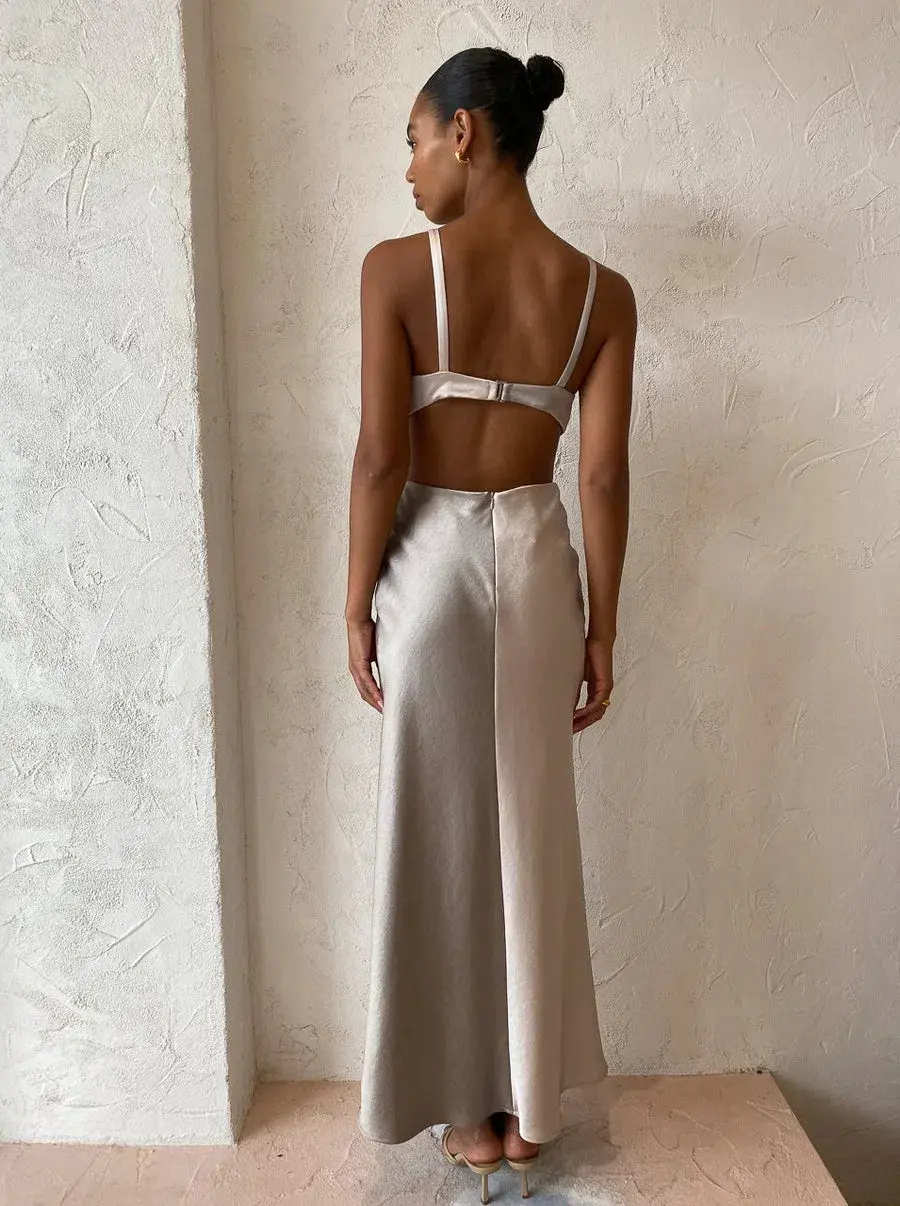 Bec & Bridge Felix V Maxi Dress Grey Size 6 - Image 2