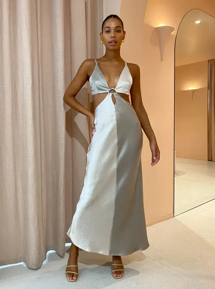 Bec & Bridge Felix V Maxi Dress Grey Size 6 - Image 1