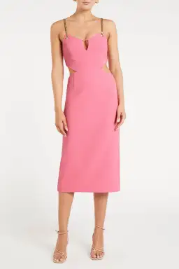 Rebecca Vallance Dulce Amore Midi Dress Pink Size 10
