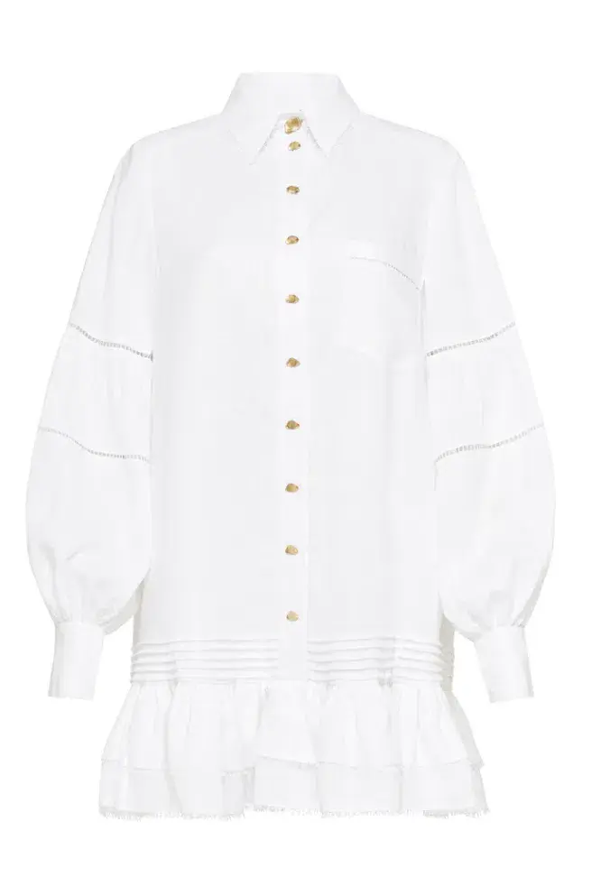 Aje Lotus Shirt Dress White Size 16 for rent on The Volte - main image