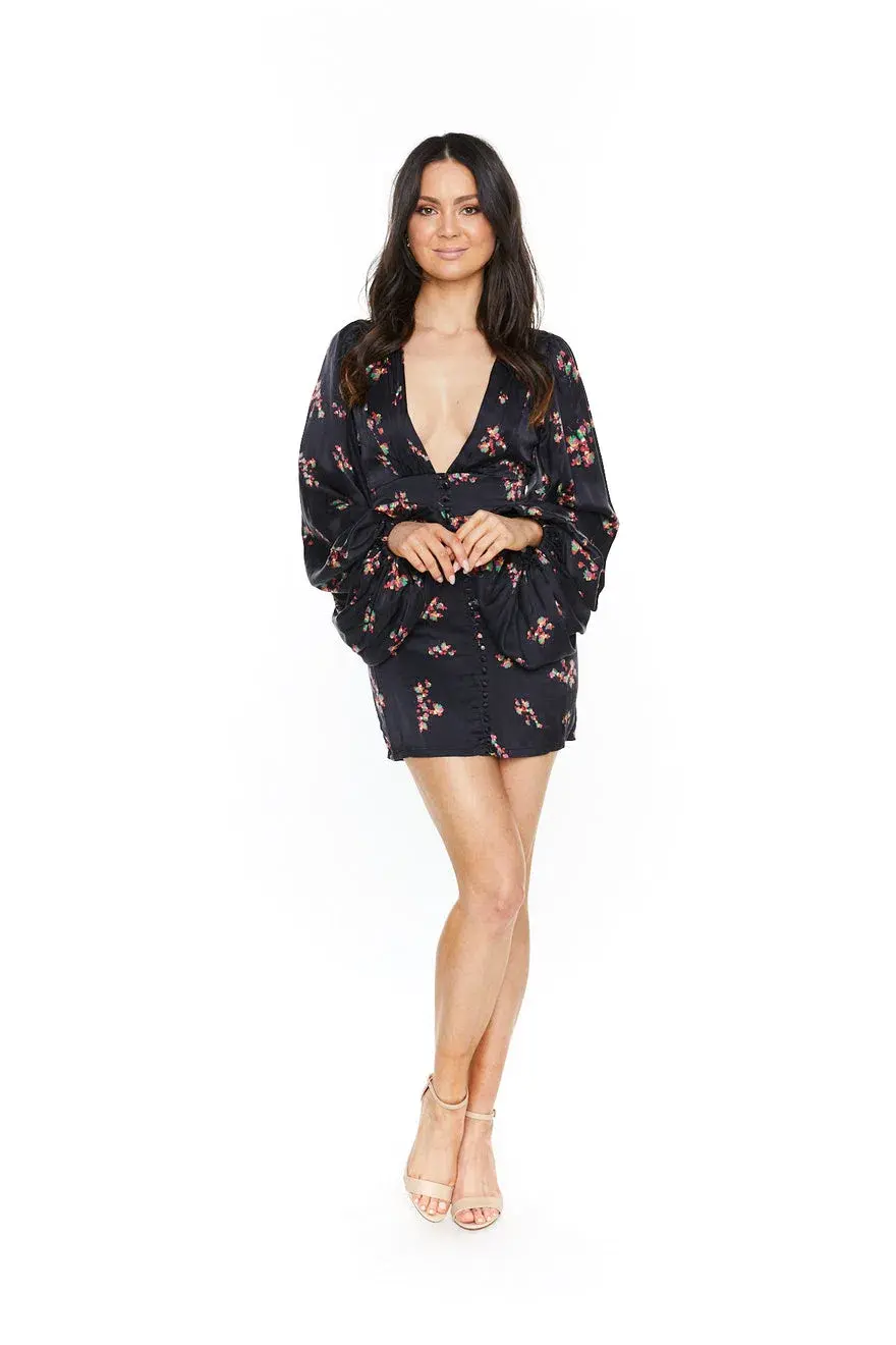 Rat & Boa Stevie Dress Black Floral Size 8 for rent on The Volte - main image