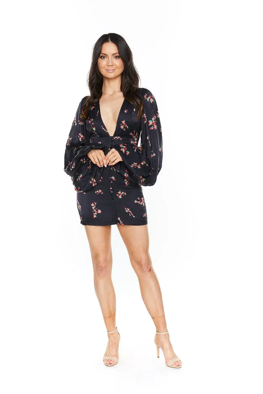 Rat & Boa Stevie Dress Black Floral Size 8 for rent on The Volte - main image