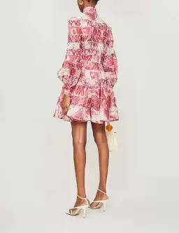 Zimmermann Wavelength Spliced Mini Dress Pink Ikat Size 0P / AU 6 for rent on The Volte - image 2