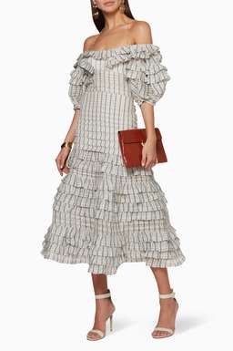 Zimmermann Painted Hearts Folds Midi Dress Print Size 6 for rent on The Volte - image 1