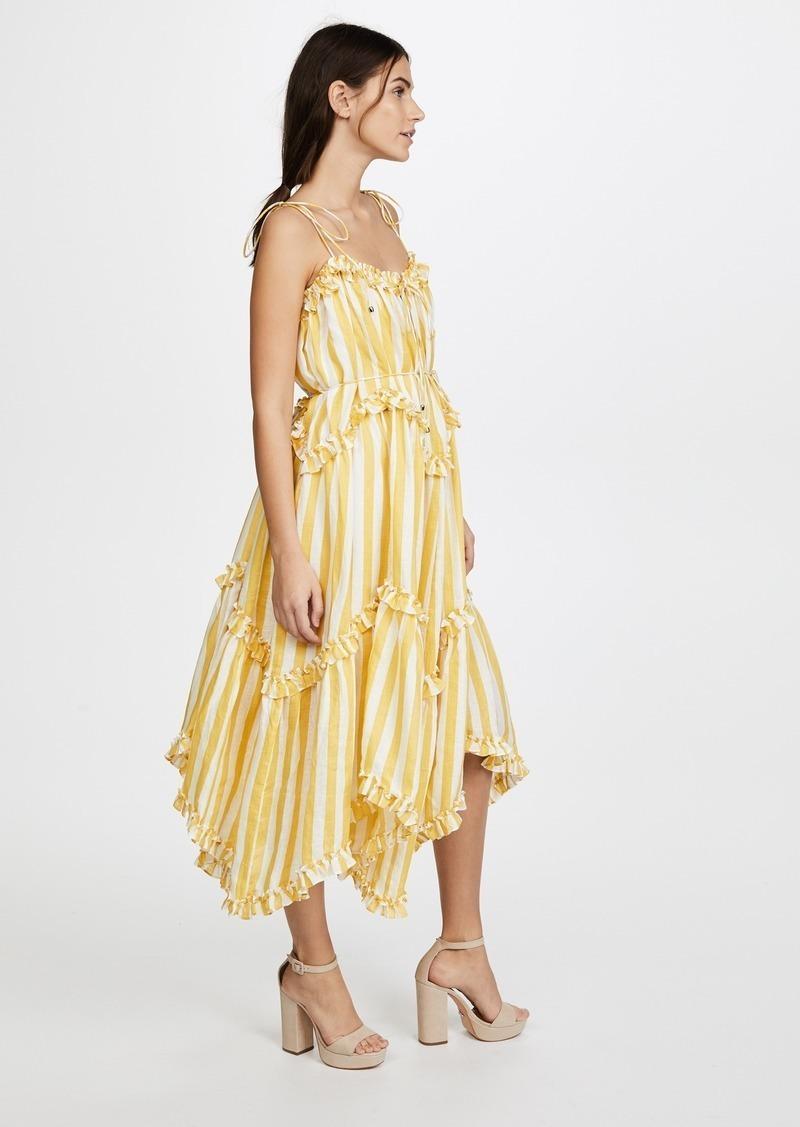 Zimmermann Lumino Floating Stripe Dress Yellow Size 6 for rent on The Volte - main image
