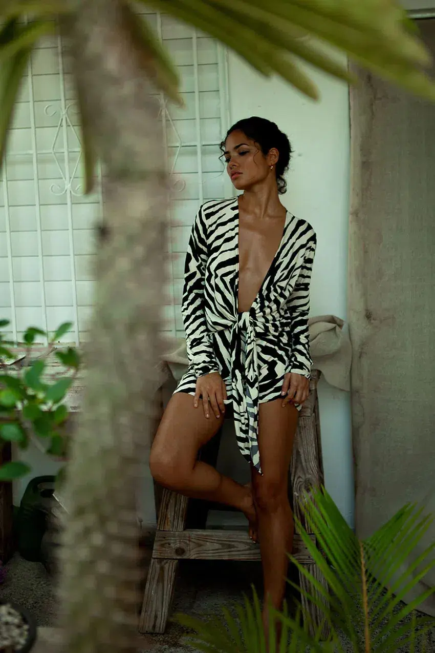 Rat & Boa Zebra Allegra Dress Black/White Size AU 10 for rent on The Volte - main image