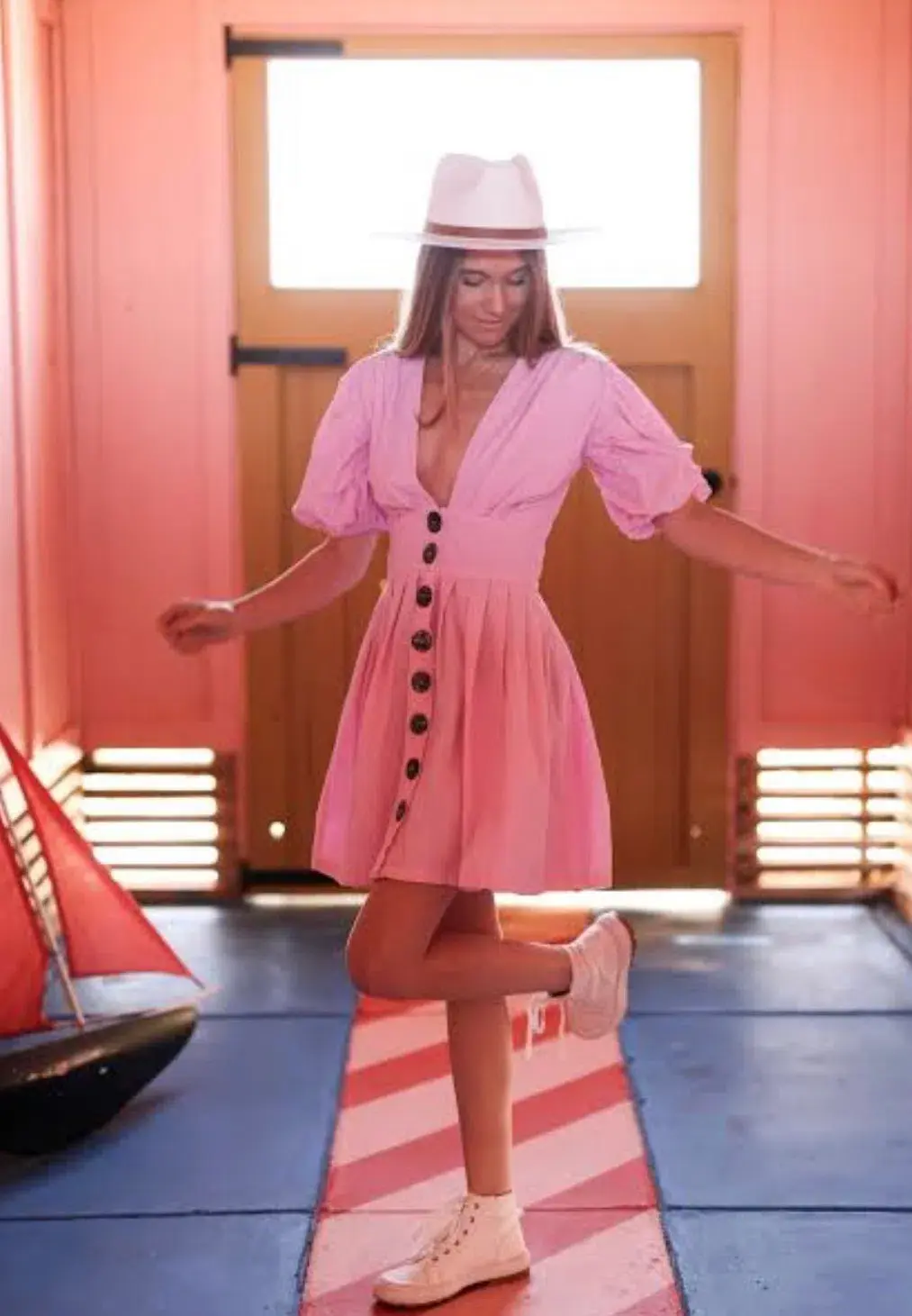 State Of Georgia Jaime Mini Dress Pink Size AU 10 for rent on The Volte - main image