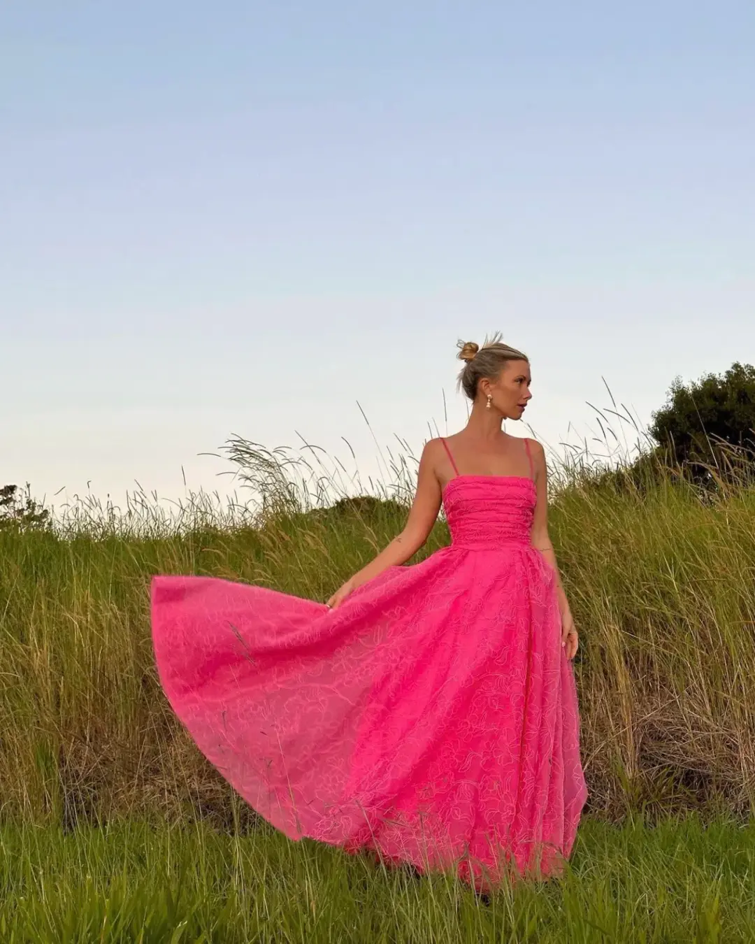 Aje Evangeline Cornelli Maxi Dress Pink Size AU 8 for rent on The Volte - main image