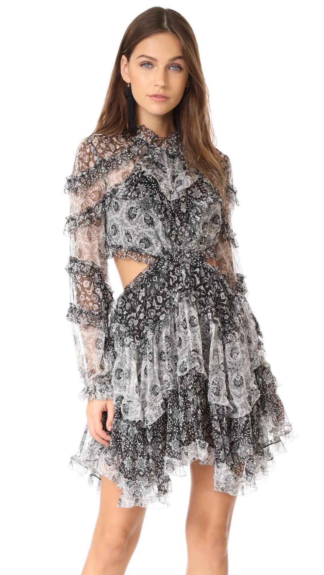 Zimmermann Divinity Ruffle Mini Dress Spliced Size 6 for rent on The Volte - main image