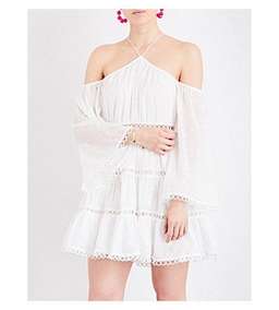 Zimmermann Jasper Dot Floating Cold Shoulder Mini Dress White Size 6 for rent on The Volte - image 2