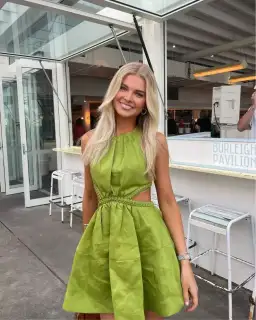 Aje Voyage Braided Cut Out Mini Dress Green Size 6 / XS for rent on The Volte - image 1