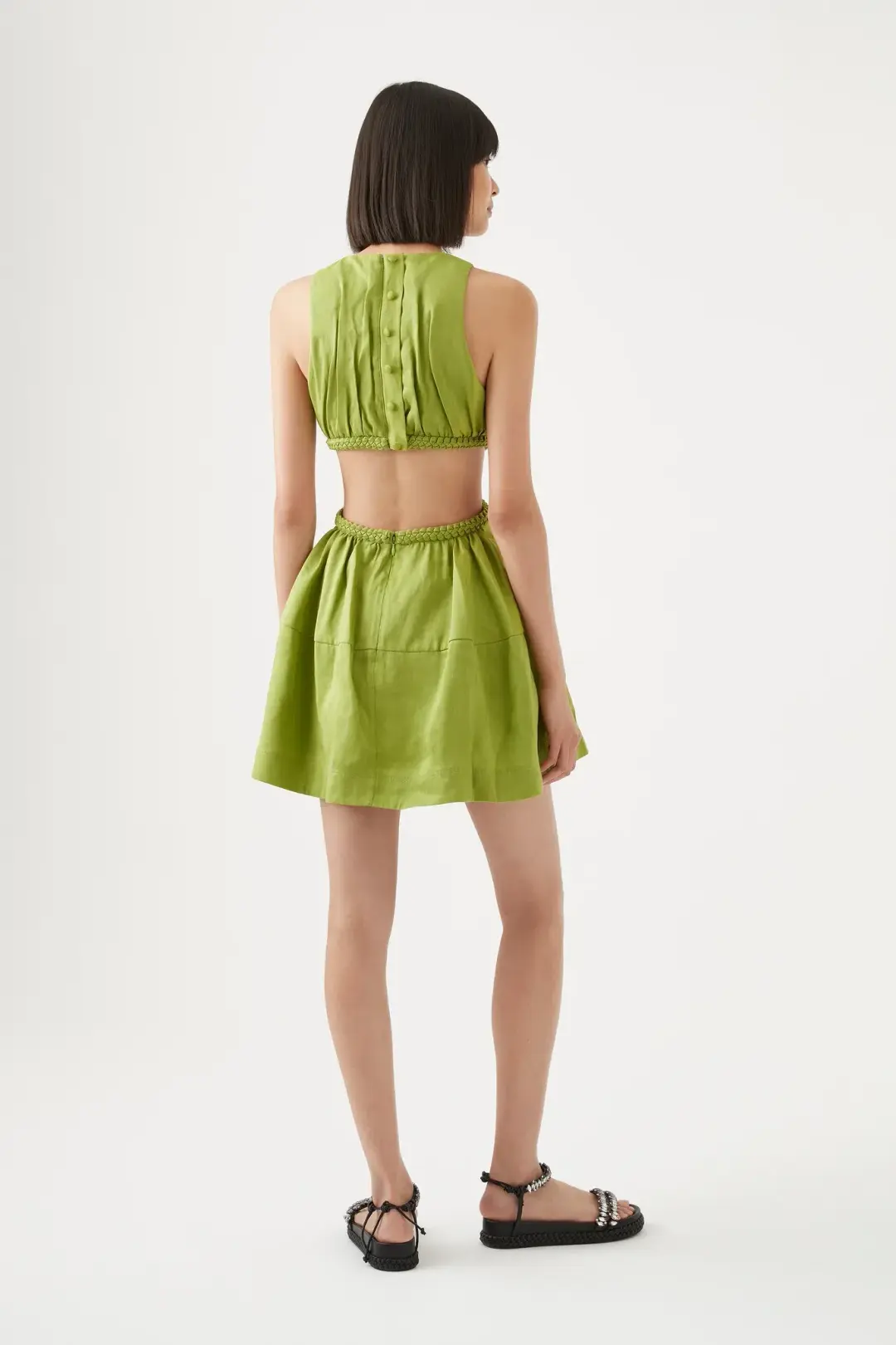 Aje Voyage Braided Cut Out Mini Dress Green Size 6 / XS for rent on The Volte - main image