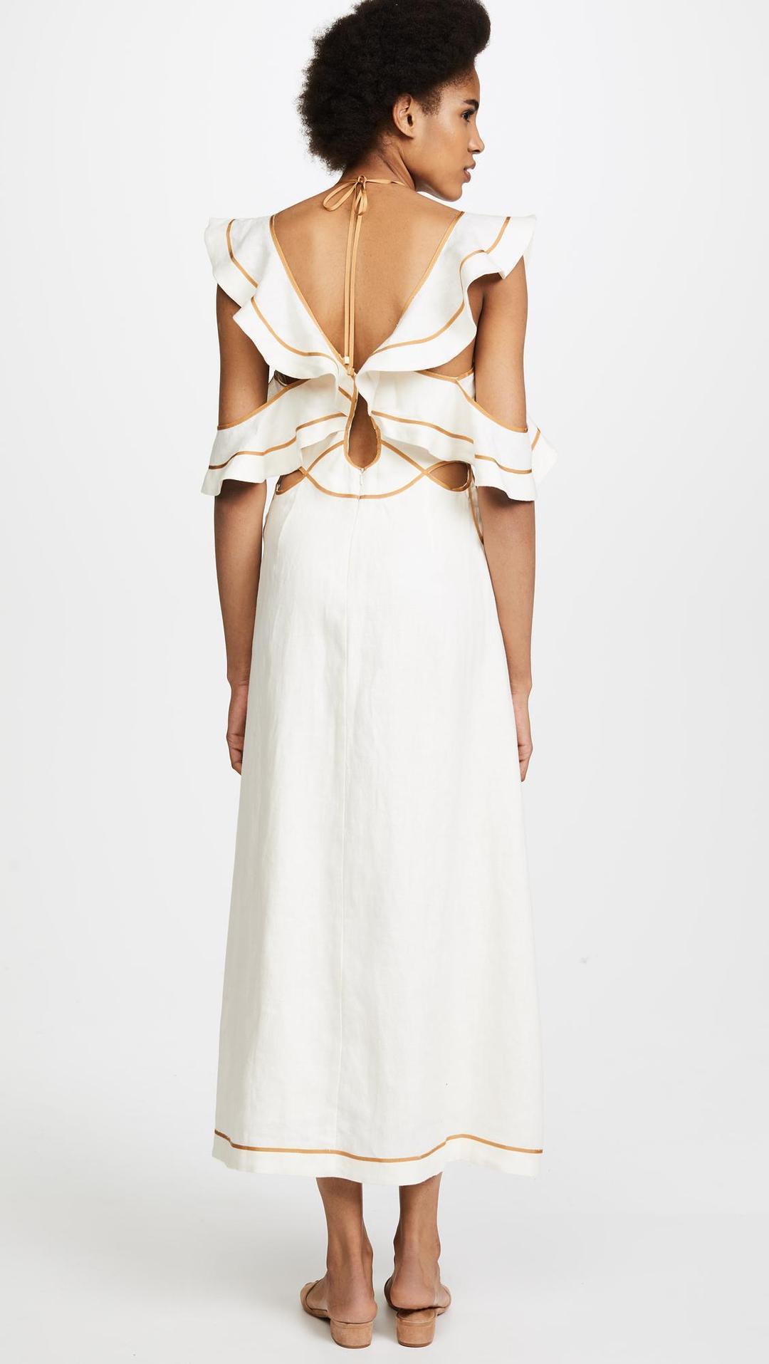 Zimmermann Painted Heart Flutter Dress Cream Size 6 for rent on The Volte - main image