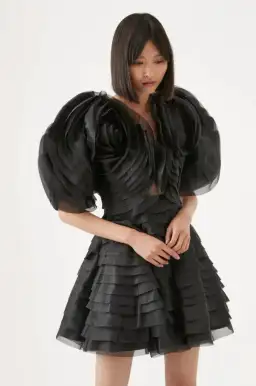 Aje Amour Ruffle Mini Dress Black Size 8 / S for rent on The Volte - image 4